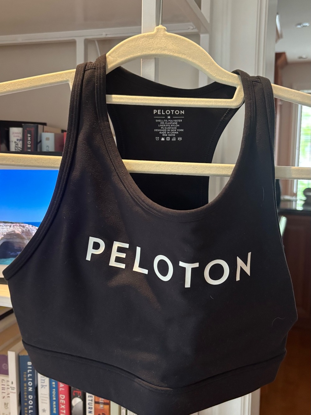Peloton Black Logo Racerback Sports Bra